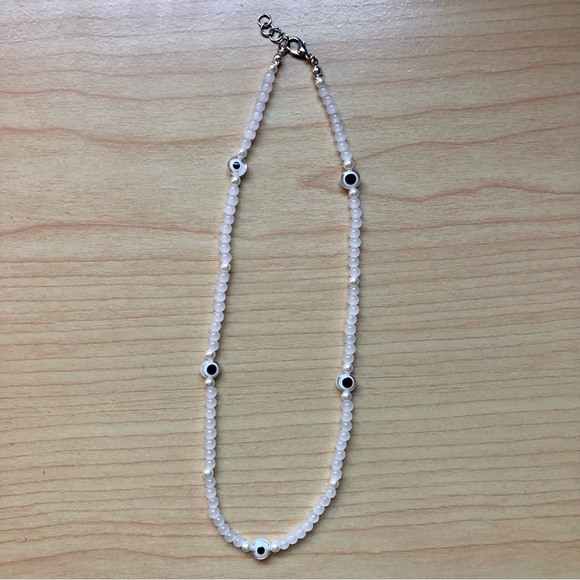 Handmade Jewelry - NWT Handmade White Evil Eye Beaded Choker Necklace